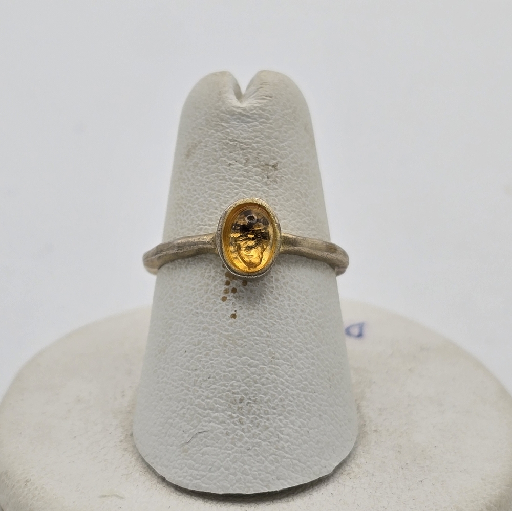 Sterling silver Amber stone ring size 6